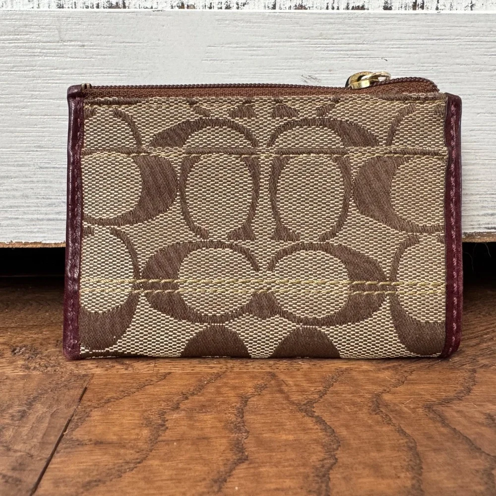 Coach Skinny Mini ID Case Signature‎ Canvas Keyring Y2K